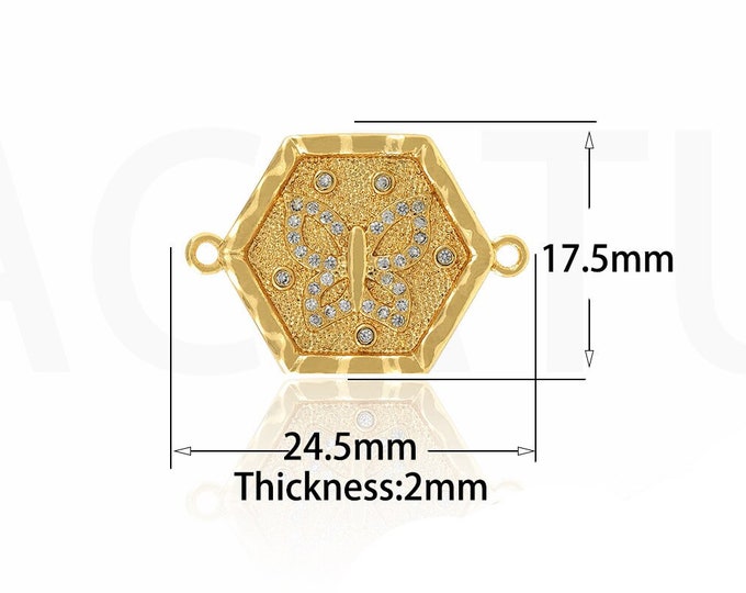 Gold Dainty CZ Butterfly Connector,18K Gold Filled Butterfly Connector,Butterfly Connector Bracelet Necklace for DIY Jewelry Making Supply