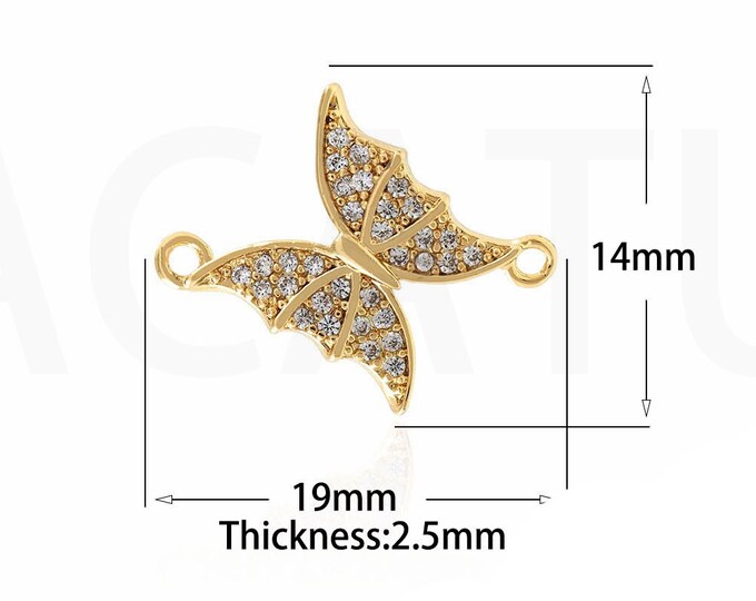 Gold Dainty CZ Butterfly Connector,18K Gold Filled Butterfly Connector,Butterfly Connector Bracelet Necklace for DIY Jewelry Making Supply