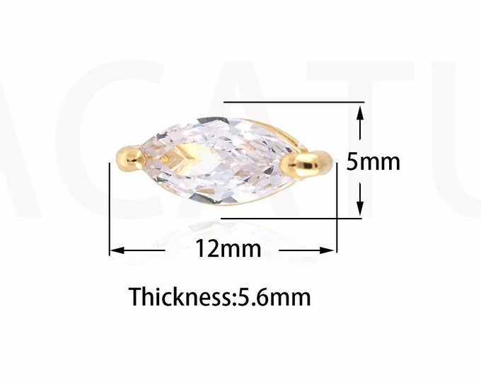 Micropavé CZ Crystal Connector, 18K Gold Filled Geometric Crystal Bracelet Head, DIY Bracelet Necklace Accessory, 5x12x5.6mm