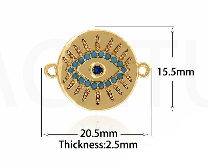 18K Gold Filled Devil Eye Connector,Gold Dainty CZ Eye Connector,Eye Connector Bracelet Necklace for DIY Jewelry Making Supply