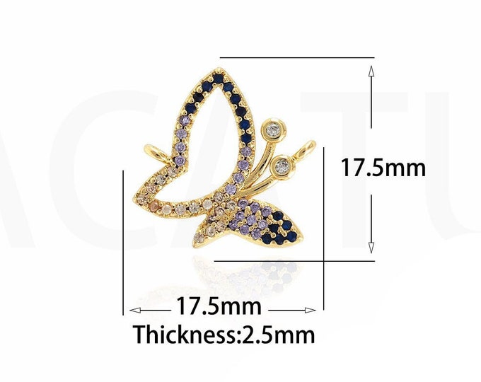 18K Gold Filled Butterfly Connector,Gold Dainty CZ Butterfly Connector,Butterfly Connector Bracelet Necklace for DIY Jewelry Making Supply