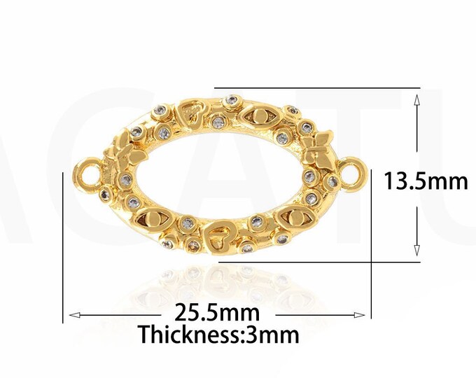 18K Gold Filled Oval Connector,Gold Dainty CZ Oval Connector,Oval Connector Bracelet Necklace for DIY Jewelry Making Supply