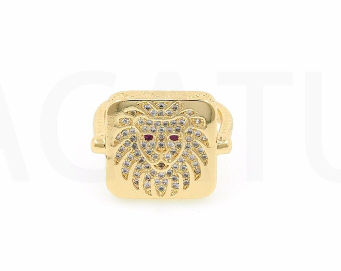 18K Gold Filled Lion Ring,Gold Dainty CZ Open Ring,Simple Ring,Gift for Her