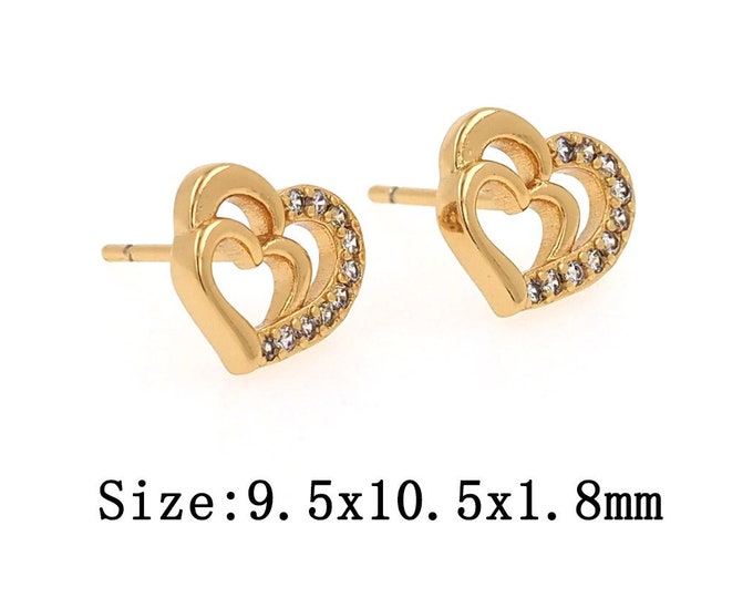 1pair 18K Gold Filling Heart Stud Earrings,Gold Heart Stud Earring,Simple Stud Earrings,Gift for Her