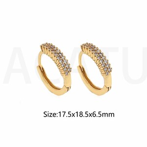 18K Gold Filling Party Wear Schmuck Exquisit Handgefertigt, Diamant Pave Zweireihige Trolley Ohrstecker, Zweireihig Zirkon 17.5x18.5x6.5mm