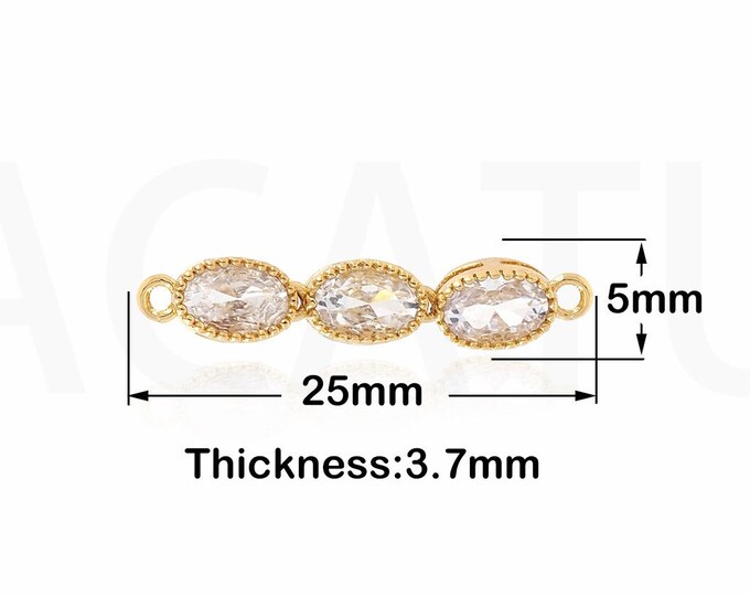 Micropavé CZ Classic Cut Tennis Player Link Head, 18K Gold Filled Classic Tennis Bracelet, Tennis Bracelet, 25x5x3.7mm