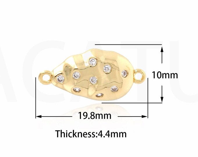 Waterdrop Connector, Micropavé CZ Waterdrop Charm,Teardrop Connector, 18K Gold Filled Necklace Connector,DIY Jewelry Supplies, 19.8x10x4.4mm