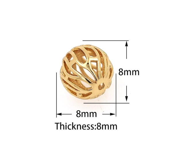 18K Gold Filled Ball Beads, Ball Spacer Beads, Round Beads, DIY Jewelry Supplies, 8mm
