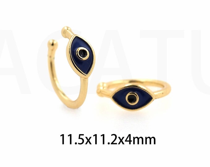 Round Earrings, Micropavé CZ Eye Earrings, 18K Gold Filled Enamel Charms, Enamel Earrings, Simple Earrings, Gift For Her, 11.5x11.2x4mm