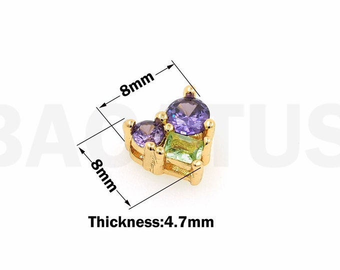 1pcsHeart-Shaped Spacer Beads,Micropavé CZ Heart-Shaped Spacer Beads, Micro-Pave Heart Spacer Beads, Heart-Shaped Pendants  8x8x4.7mm