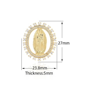 18K Gold Filled Miraculous Gold Necklace,Mary Pendant, Religious Jewelry, Suitable For Jewelry Making 27x23.8x5mm