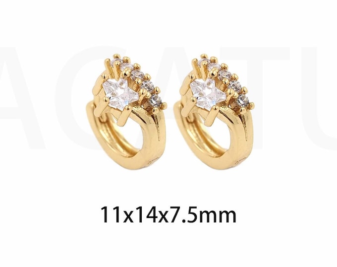 Flower Earrings, Round Earrings, Fashion Earrings, Pierced Earrings, Gift For Her, 18K Gold Filled Flower Jewelry, 11x14x7.5mm
