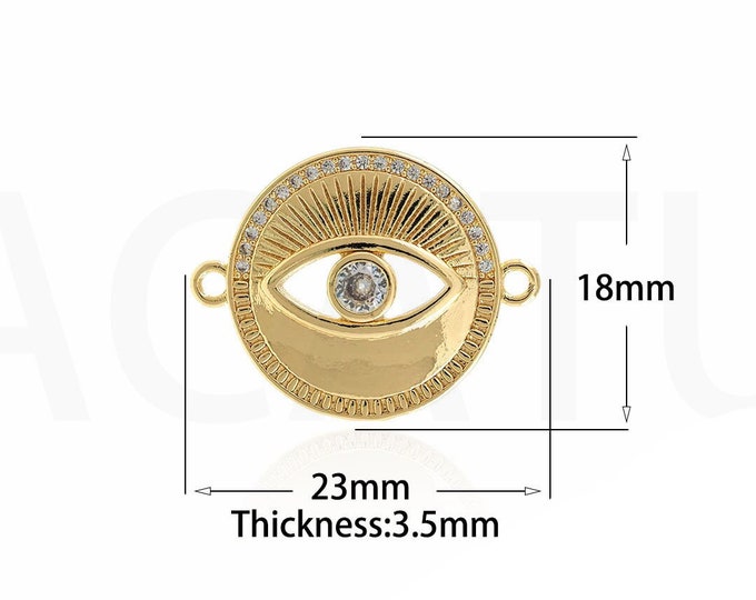 18K Gold Filled Devil Eye Connector,Gold Dainty CZ Eye Connector,Eye Connector Bracelet Necklace for DIY Jewelry Making Supply