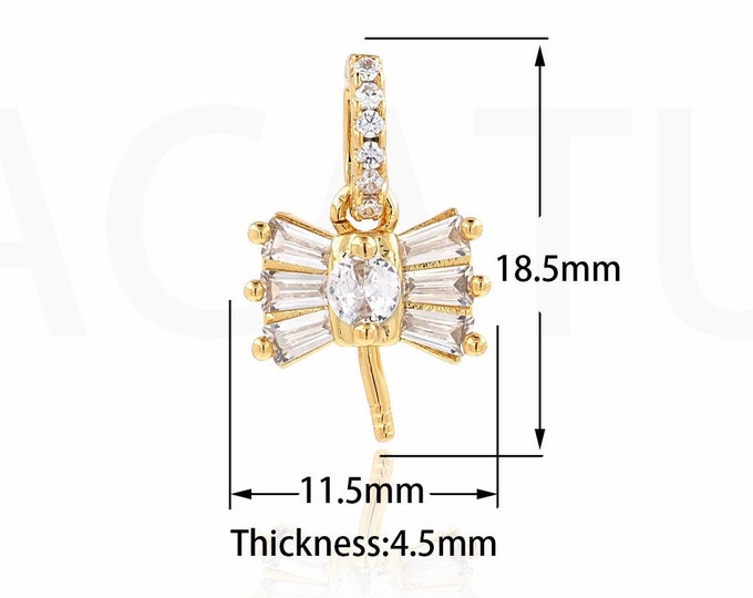 18K Gold Filled Dragonfly Charm, Insect Pendant, Micropavé CZ Dragonfly Necklace, Insect Necklace, DIY Jewelry Supplies, 18.5x11.5x4.5mm