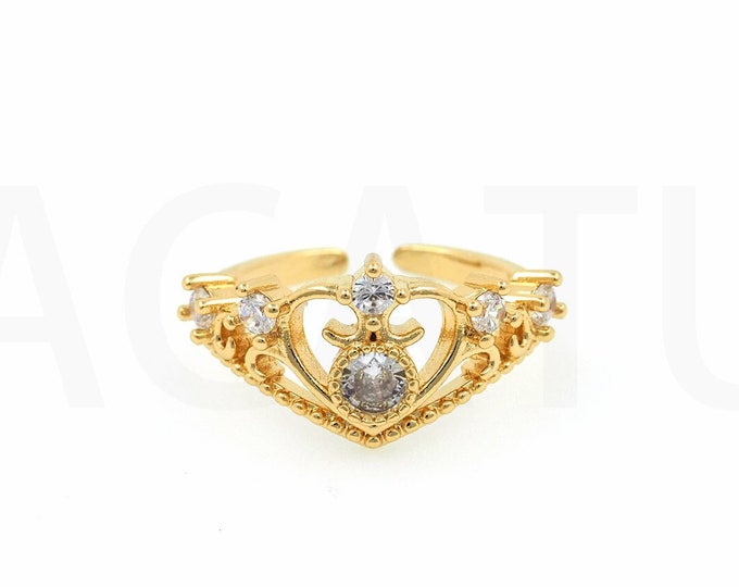 18K Gold Filled Heart Ring,Gold Dainty CZ Open Ring,Simple Ring,Gift for Her