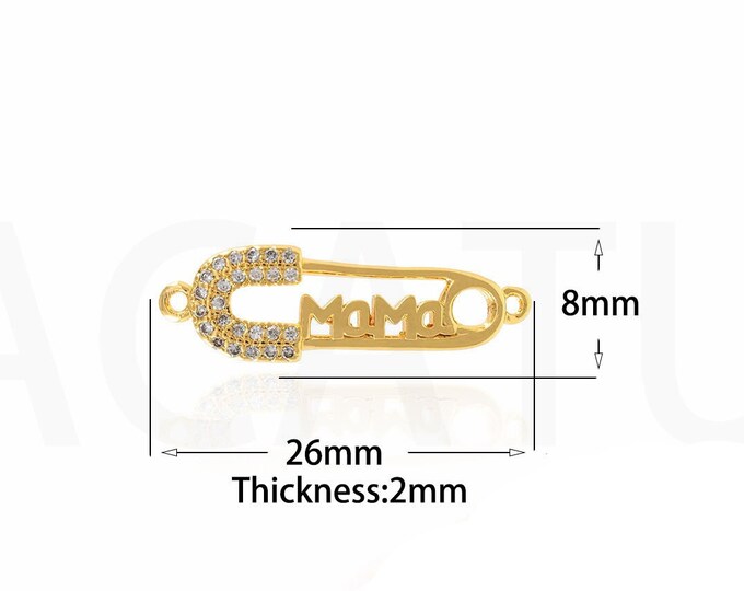 18K Gold Filled Paper Clip Connector,Gold Dainty CZ Paper Clip Connector Bracelet Necklace for DIY Jewelry Making Supply
