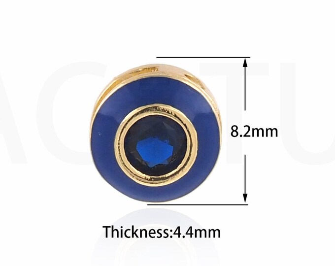 1PCS Round Pendant Eye Jewelry 18K Gold Filled Enamel Charm Eye Charm Enamel EyE Pendant,DIY Jewelry Supplies, 8.2x4.4mm