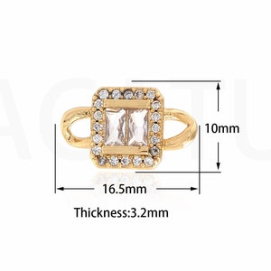 Cubic Zirconia Square Jewelry, 18K Gold Filled Square Connector, CZ Square Connector, DIY Jewelry Making Accessories 16.5x10x3.2mm