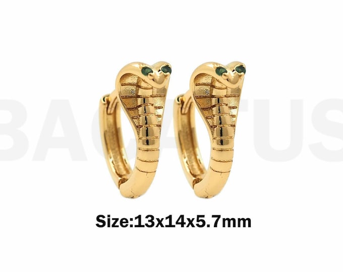 1Pair Reptile Snake Jewelry Snake Earrings Animal Earrings Micropavé CZ Charm Earrings Charm Fashion Jewelry 13x14x5.7mm