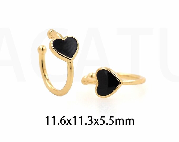 Enamel Gold Earrings, Micropavé CZ Love Earrings, 18K Gold Filled Heart-Shaped Enamel Earrings, Heart-Shaped Earrings,11.6x11.3x5.5mm