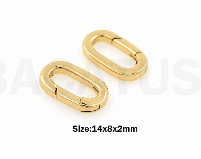 1 pcs Oval Clasp, Carabiner, 18K Gold Filled Rectangular Clasp, Paper Clip Clasp, Necklace Clasp, DIY Jewelry Supplies, 14x8x2mm
