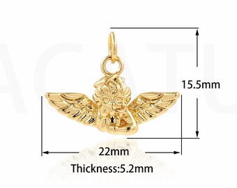 1PCS Angel Pendant, Cupid Charm, 18K Gold Filled Tiny Golden CupidCupid Pendant, Angel Charm, Suitable For Jewelry Making 15.5x22x5.2mm