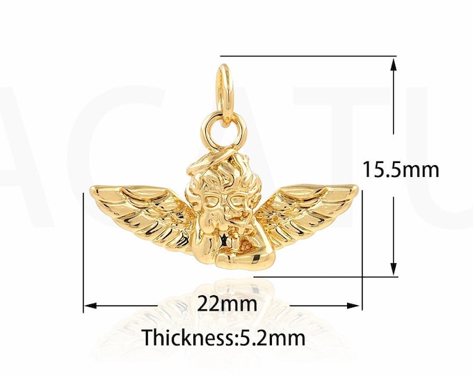 1PCS Angel Pendant, Cupid Charm, 18K Gold Filled Tiny Golden CupidCupid Pendant, Angel Charm, Suitable For Jewelry Making 15.5x22x5.2mm