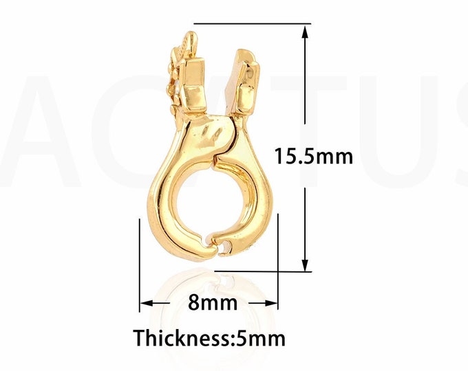 Bead  Cap with Lobster Clasp, Lobster Clasp Cap, 18K Gold Filled Carabiner  Cap, Bead Accessories, DIY Jewelry Supplies, 15.5x8x5mm