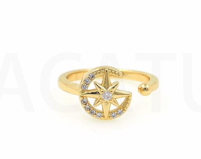18K Gold Filled Star Ring,Gold Dainty CZ Open Ring,Simple Ring,Gift for Her
