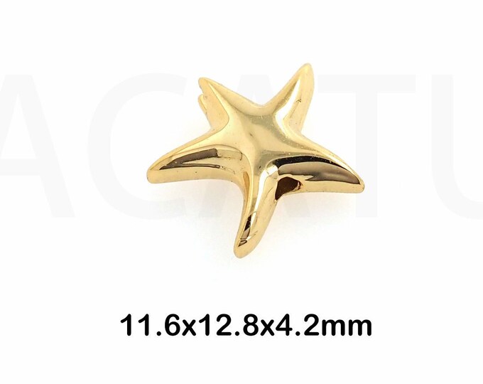 Micropavé CZ Star Beads,Star Charm,Gold Star Beads,Metal Beads,Used for Bracelet/Necklace Jewelry Making Supplies 11.6x12.8x4.2mm