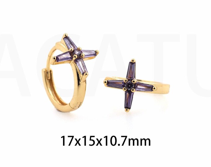 1Pair Cubic Zirconia Gold Filled Polaris Earrings, Polaris Earrings, Star Earrings, Starburst Jewelry, Polaris Hoop, Celestial 17x15x10.7mm