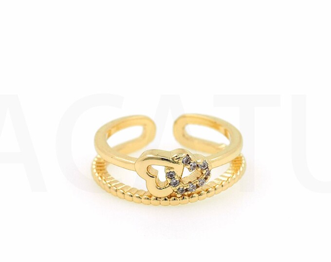 Gold Dainty CZ Open Ring,18K Gold Filled Heart Ring,Simple Ring,Gift for Her