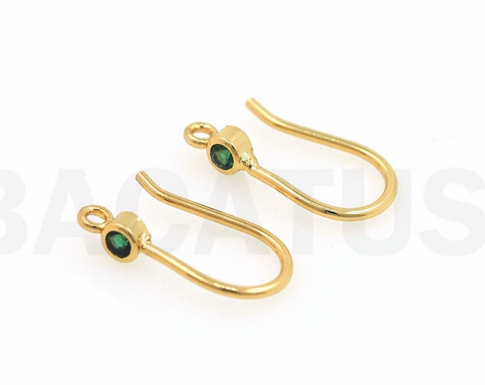 U-Shaped Earrings, Line Earrings, 18K Gold Filled Thin Earrings, Micropavé CZ Dainty Earrings, DIY Jewelry Supplies