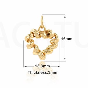 18K Gold Filled Shiny Heart Charm,Micropavé CZ Heart Shape pendant, Bracelet Charms for Jewelry Making 16x13.3x3mm