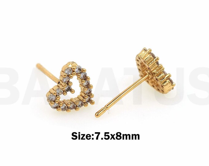 1Pair Heart-Shaped Zircon Earrings 18K Gold Filled Heart-Shaped Earrings Zircon Heart-Shaped Earrings Heart-Shaped Hoop 7.5x8mm