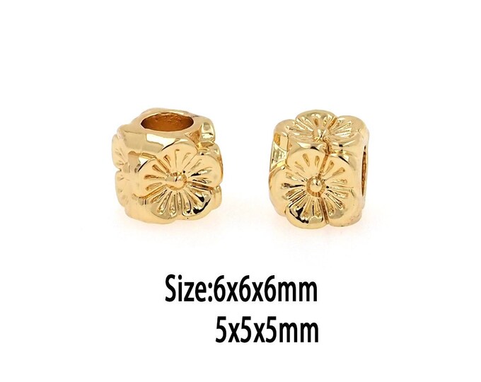 18K Gold Filled Flower Beads ,Flower Beads,Gold Flower Beads,Brass Caps, DIY Gold Jewelry Making