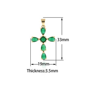 Cross Pendant, Micropavé CZ Christian Necklace, Christian Charms, 18K Gold Filled Religious Charms, DIY Jewelry Supplies, 19x33x3.5mm