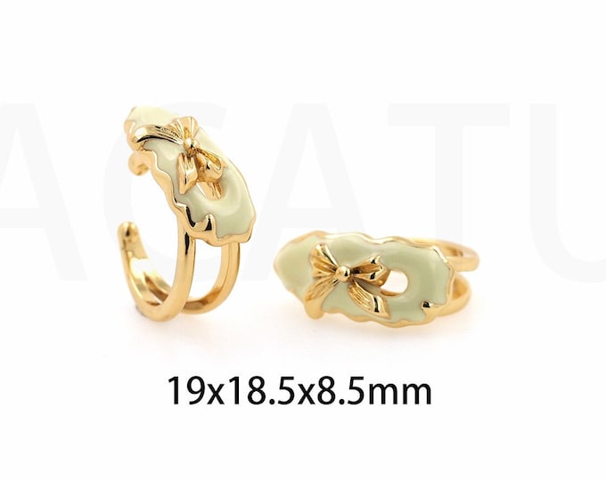 18K Gold Filled Clip Earrings,Waterdrop Earrings,Micropavé CZ Enamel Earrings,Pierced Earrings, Teardrop Earrings,Gift For Her,19x18.5x8.5mm