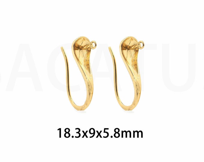 1 Pair 18k French Hook Earrings, Copper Ear Wire, Hook Earrings, DIY Jewelry Earring Accessories,18.3x9x5.8mm