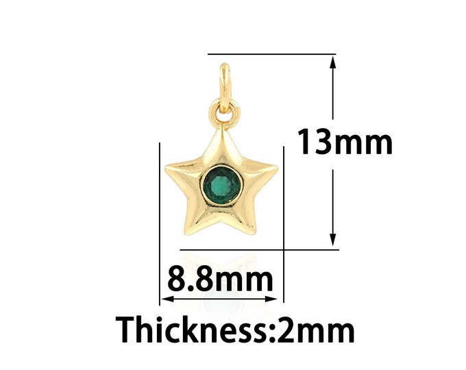 Pentagram Jewelry,18K Gold Filled Solitaire Star Pendant,Star Charm,Star Necklace,DIY Jewelry Making Supplies 8.8x13x2mm