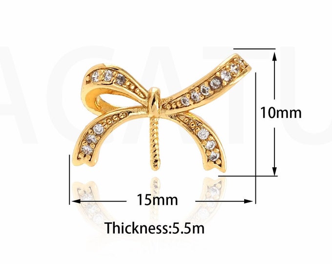 Butterfly Bead Cap, 18K Gold Filled Butterfly Jewelry, Pearl Cap, Micropavé CZ Beading Accessories, DIY Jewelry Supplies, 10x15x5.5mm