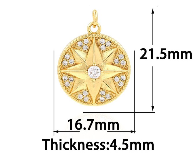 18K Gold Filled Star Pendant,Gold Dainty Star Charms,CZ Simple Charm Bracelet Necklace for DIY Jewelry Making Supply