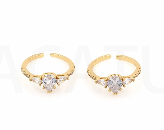 Adjustable Ring, Heart Ring.18K Gold Filled Thin Round Ring, Micropave CZ Fake Diamond Ring, Open Ring, Stackable Ring, Daily Ring