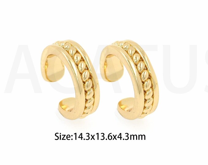 Earrings for Women, Gold Thick Ear Clips, Line Ear Clips, 18K Gold Filled Dainty Earrings, Minimalist Earrings, Gift for Her,14.3x13.6x4.3mm