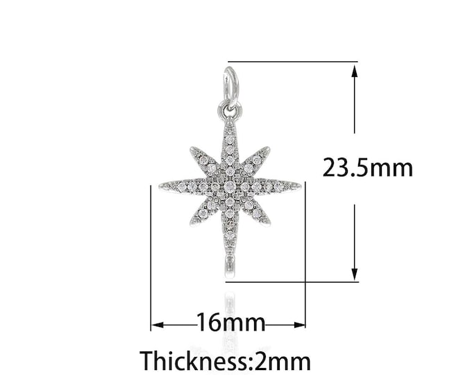 Silver Filled Polaris Pendant, Silver Polaris Necklace, Polaris Charm, Star Pendant, Star Charm DIY Jewelry Supplies