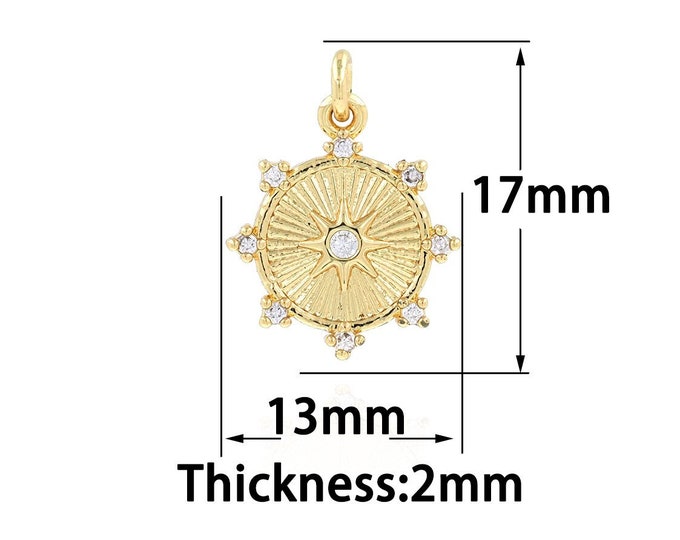 Gold Dainty Star Charms,18K Gold Filled Star Pendant,CZ Simple Charm Bracelet Necklace for DIY Jewelry Making Supply