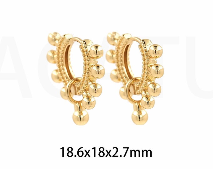1Pair 18K Gold Filling Earrings Ball Earrings Hemp Ball Earrings Twisted Earrings Women's Fashion Jewelry 18.6x18x2.7mm