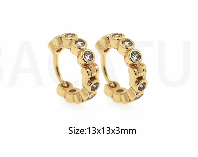 Dainty Earring Pave Hoop Earrings, Tragus Ring Hoop Earrings, Small Hoop Earrings, Cz Hoop Earrings, Cartilage Ring,13mm