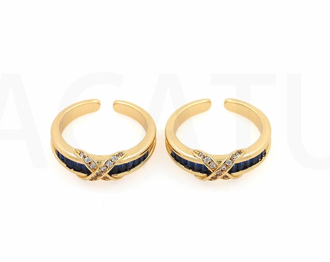 1pcs,Twist Ring,  18K Gold Filling Adjustable Ring,Micropavé CZ Edgy Ring, Double Line Ring, Thread Ring, Gold Stacking Ring,