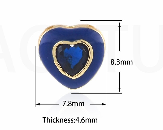 1PCS Heart-Shaped Pendant,MicroPave CZ Heart-Shaped Charm, Enamel Heart-Shaped Necklace, Heart Jewelry  8.3x7.8x4.6mm